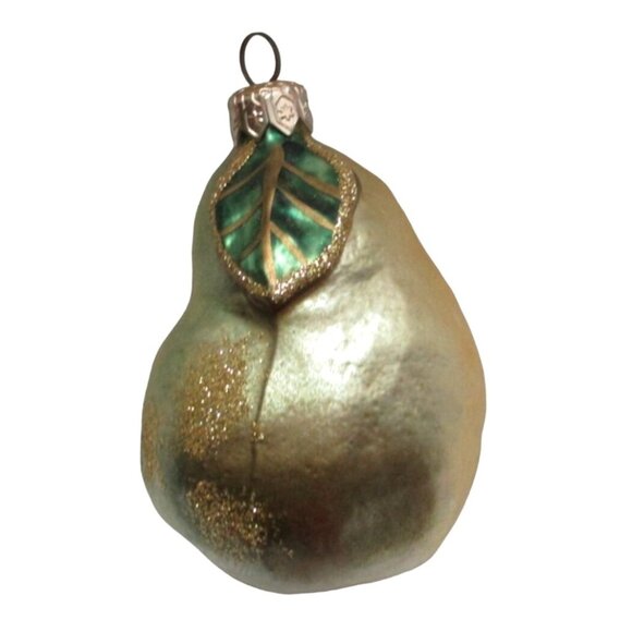 Vintage Pear-Shaped Poland Glass Christmas Ornament Bauble - Picture 1 of 6